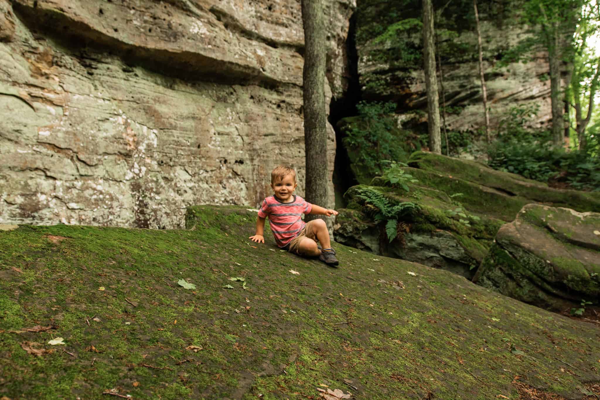 Moss covered rocks Ferne Clyffe State Park - Family friendly places to explore in Illinois