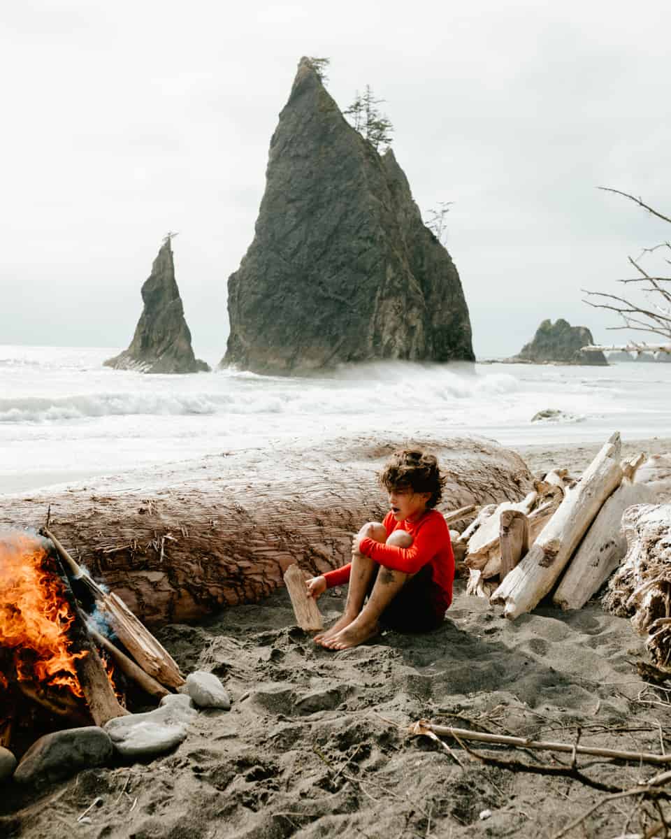 Backpacking on the beach with kids