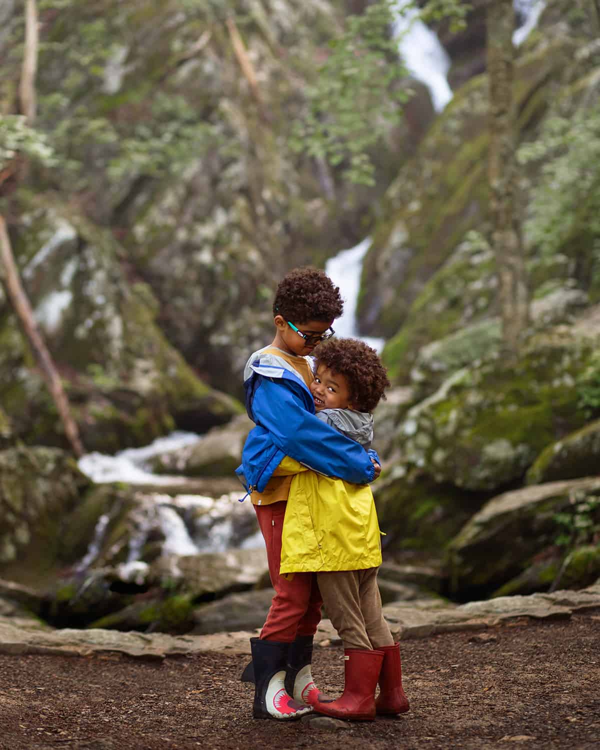 waterfall hike with kids