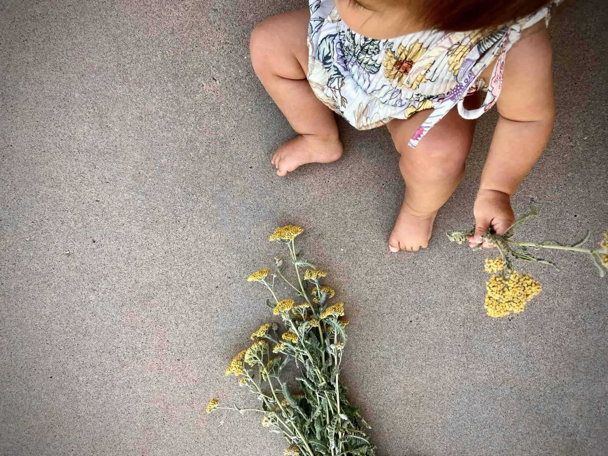 making nature crowns with kids