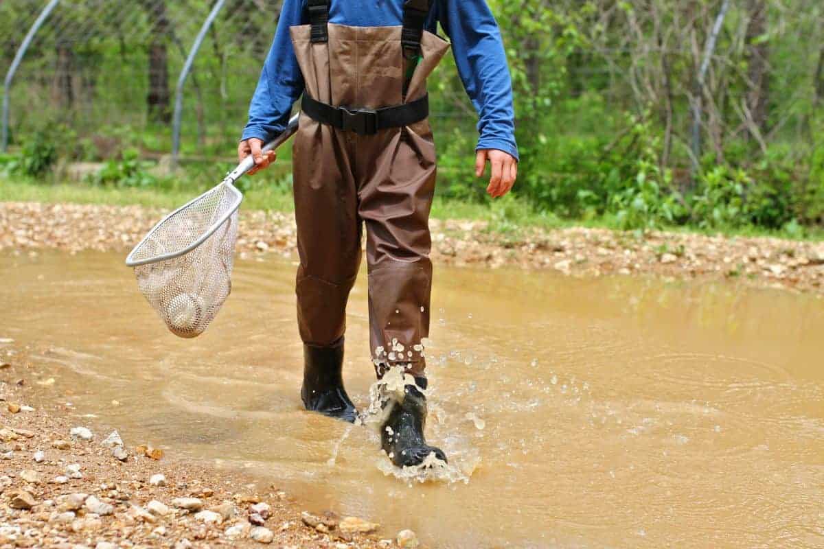 Oaki wear neoprene fishing waders for kids