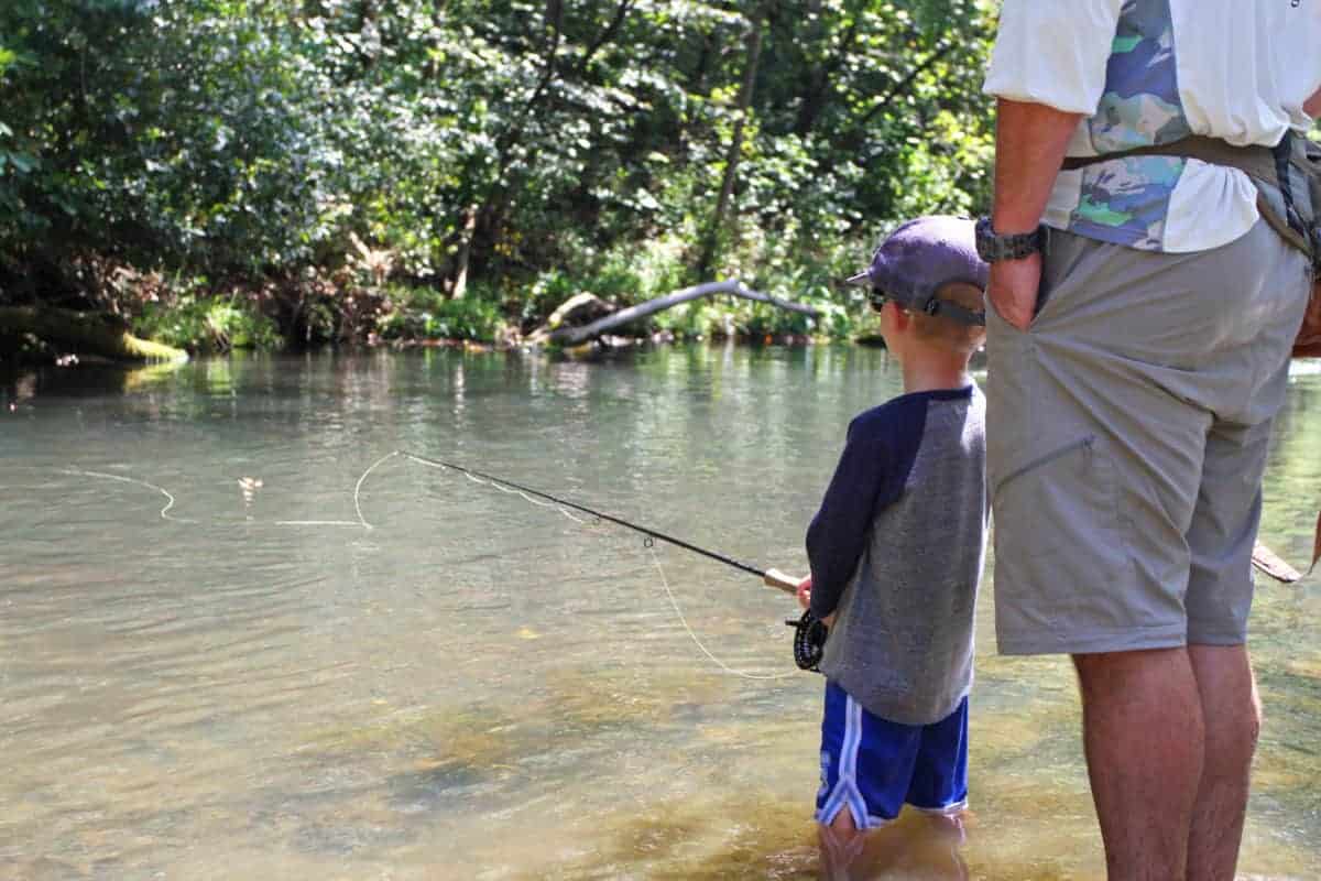 fly fishing dry run creek arkansas with kids