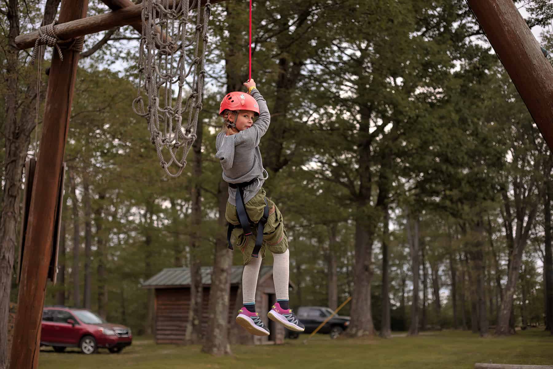 Rappeling off climbing tower