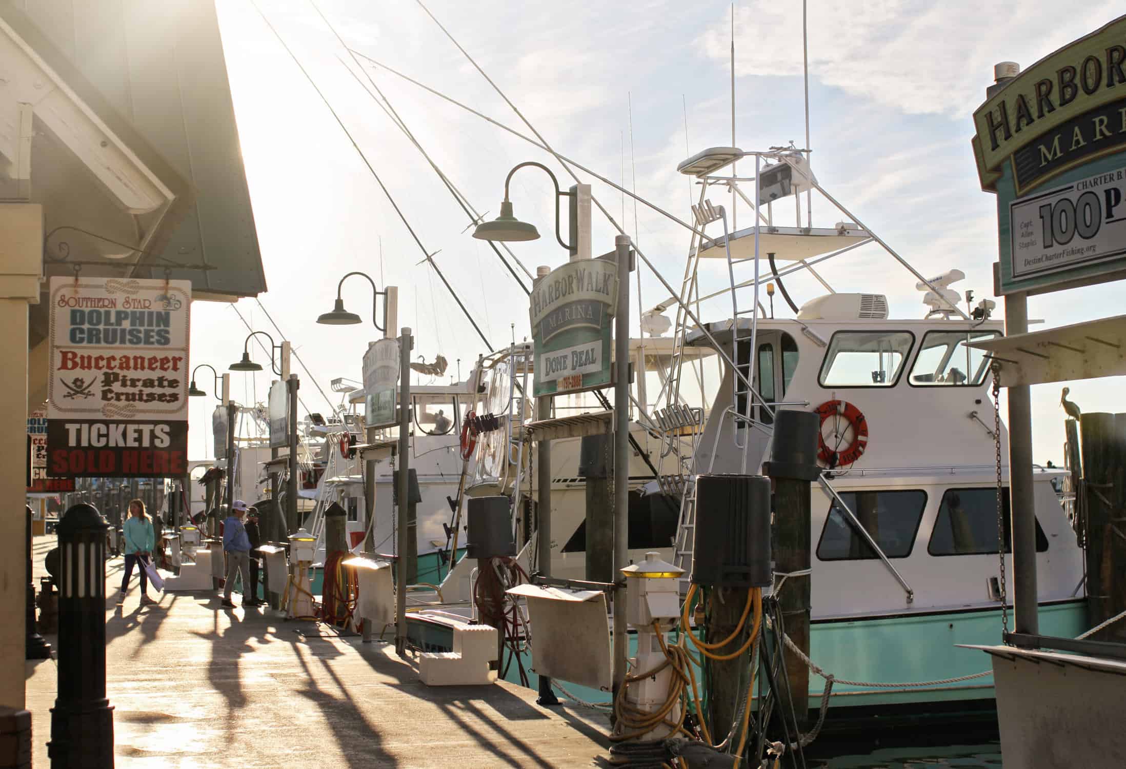 fishing boats in destin harbor - harborwalk village