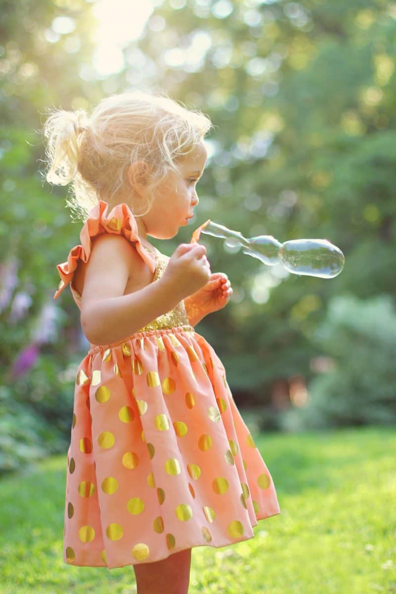 Blowing Bubbles - Spring Outdoor Activities for Kids