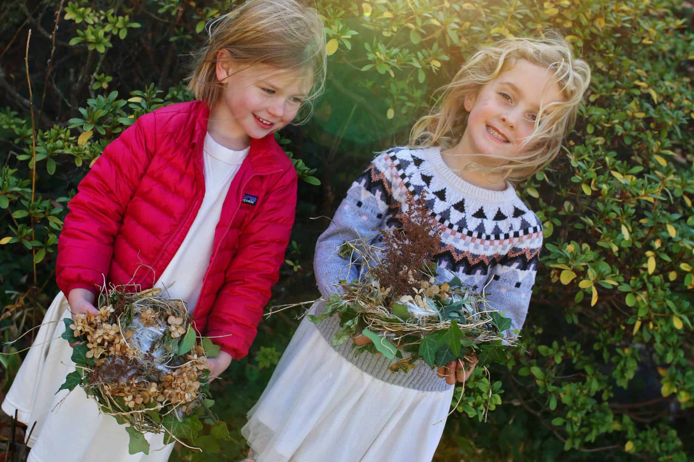 Outdoor STEAM activities for kids - Engineering a bird's nest