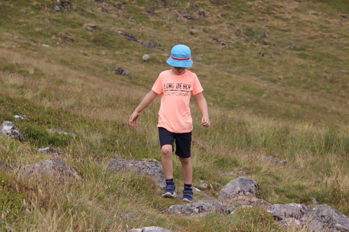 a boy walking