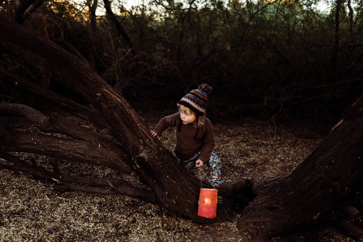 fall lantern hike with kids