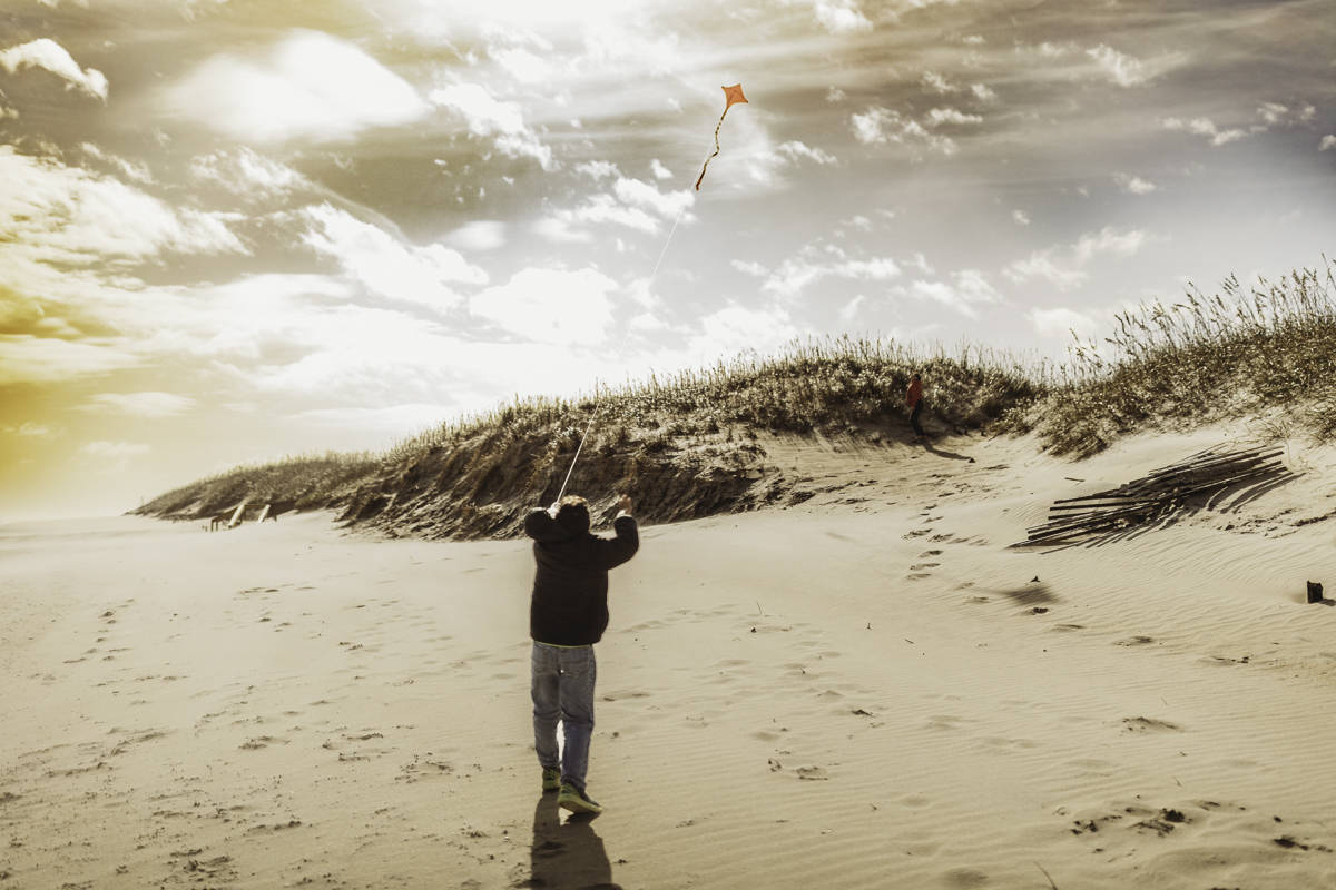 Kite flying with kids in the Outer Banks