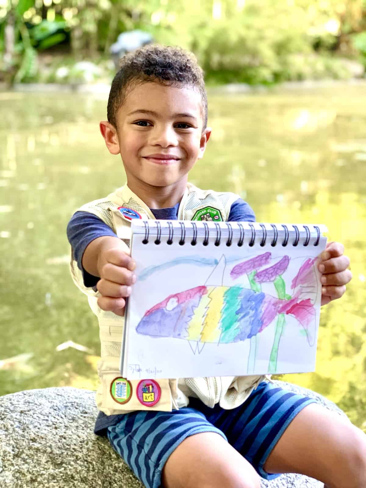 Plein air painting koi pond