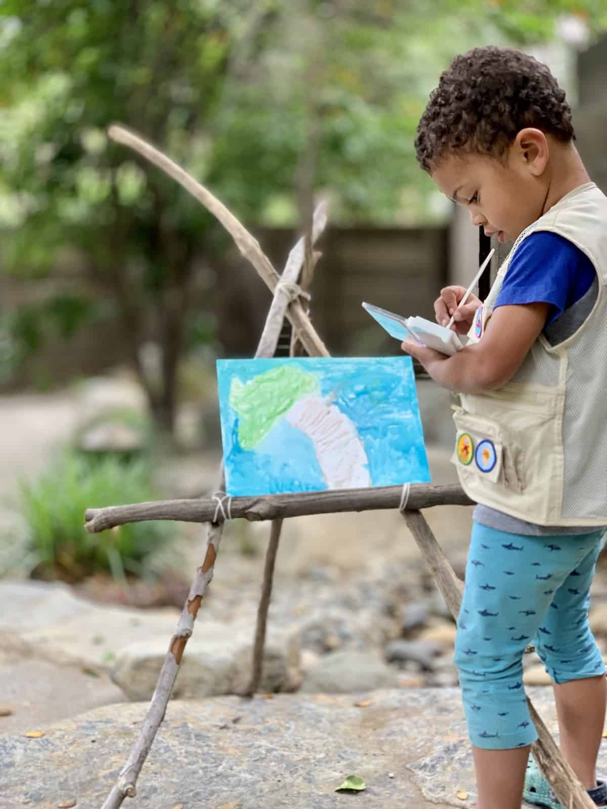 plein air painting rustic easel