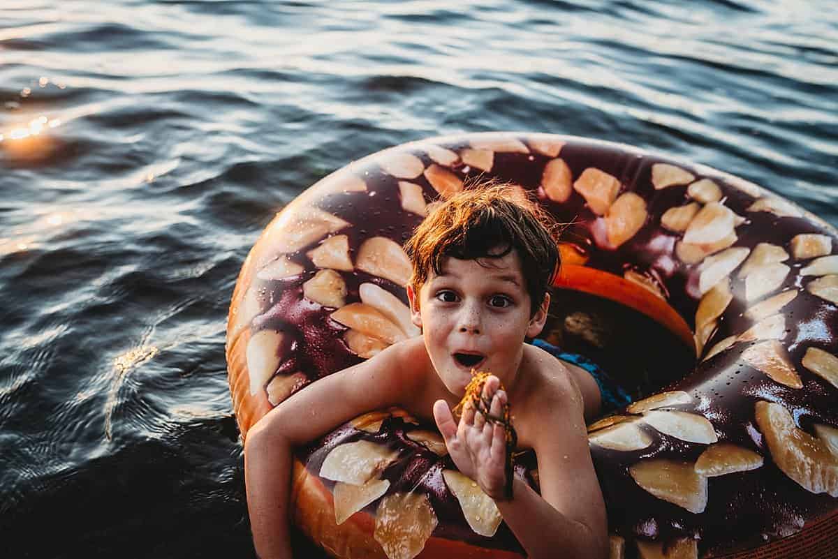 tubing on a lake