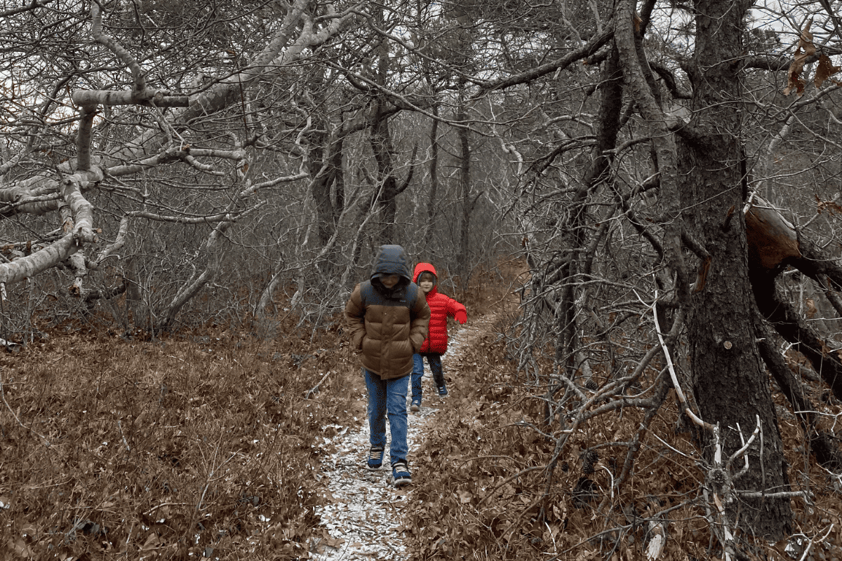 Fall hiking with kids.